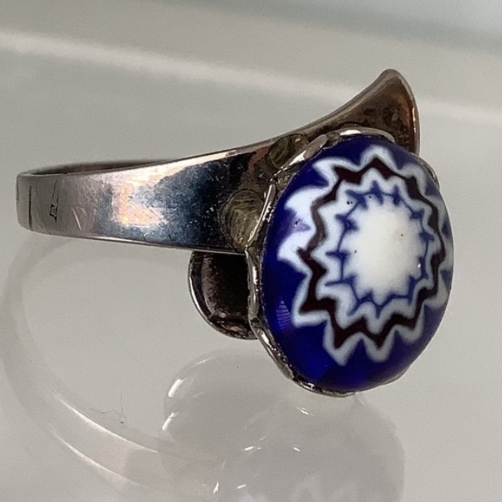 TLC NEW Vintage cocktail ring Psychedelic millefiori Adjustable (warped)